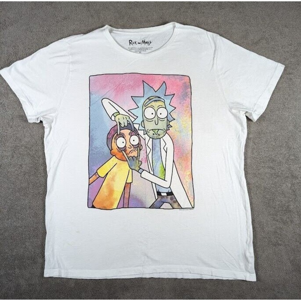 Cartoon Network Rick And Morty T-Shirt Mens Size XL White Short Sleeve